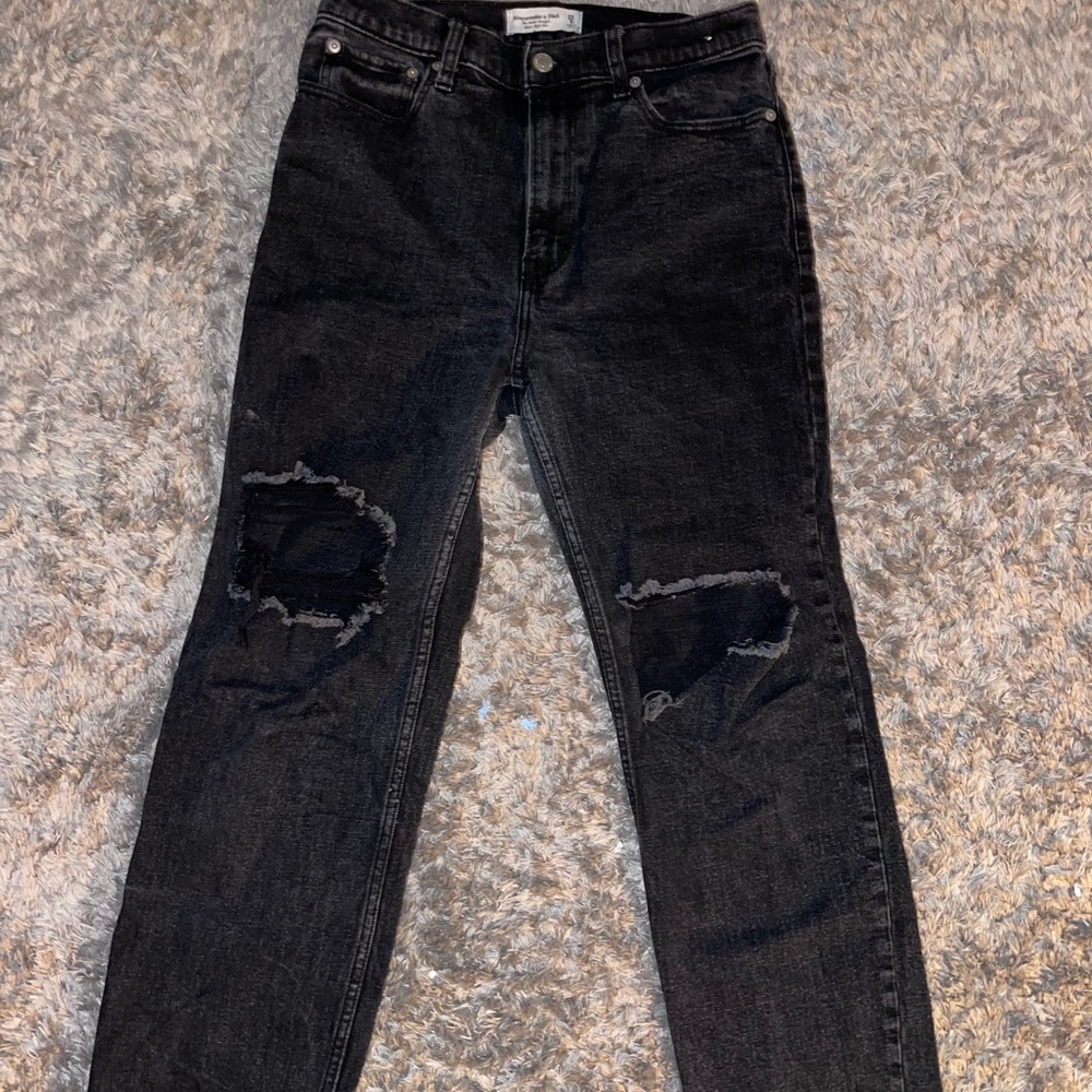 distressed black mom jeans